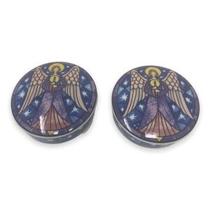 Mikasa Angel‎ Round Trinket Box Candy Dish with Lid HK501 Indonesia - Set of Two